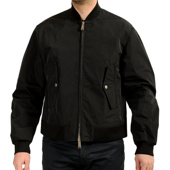 Dsquared2 Men's Black Full Zip Bomber Windbreaker Jacket US S IT 48 - Picture 1 of 5
